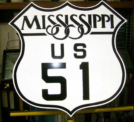 Mississippi U.S. Highway 51 sign.