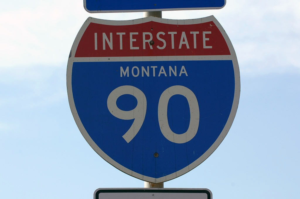 Montana - U.S. Highway 12 and Interstate 90 sign.