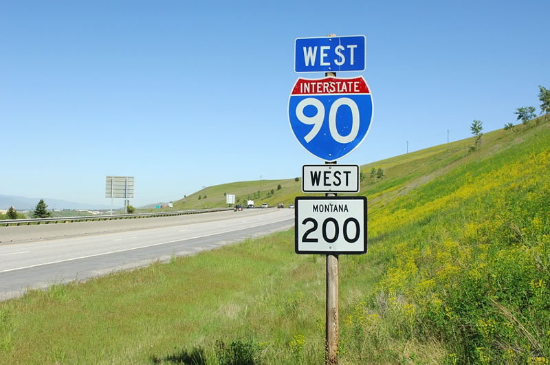 Montana - State Highway 200 and Interstate 90 sign.