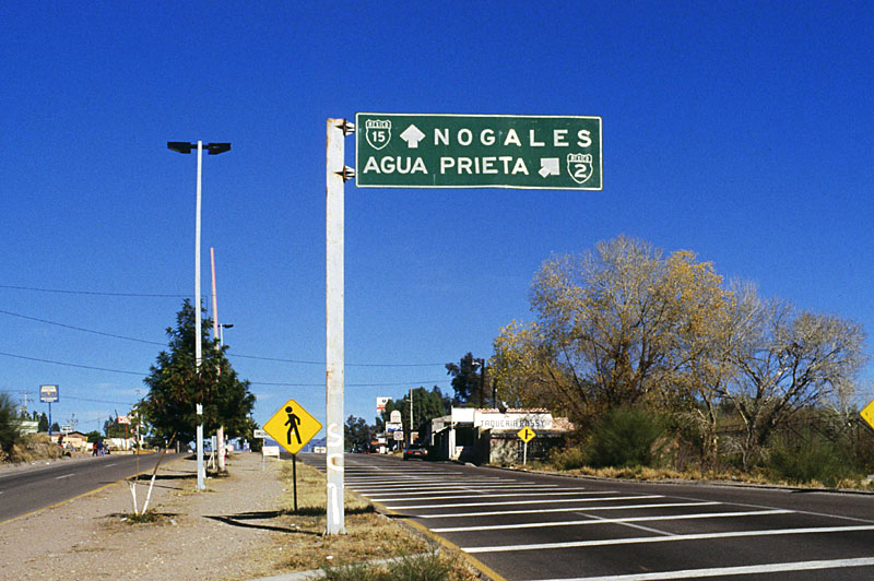 Mexico - Federal Highway 2 and Federal Highway 15 sign.