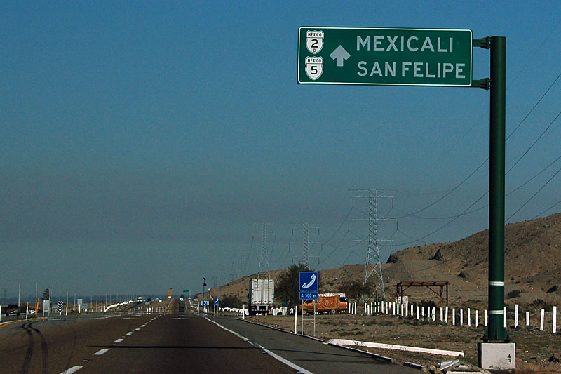 Mexico - Federal Highway 5 and Federal Toll Road 2 sign.