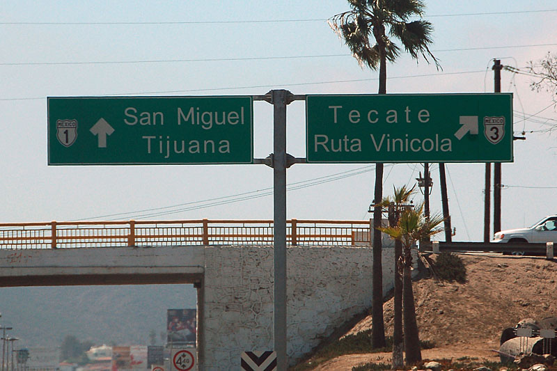Mexico - Federal Highway 3 and Federal Highway 1 sign.