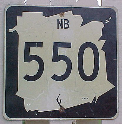 New Brunswick provincial tertiary route 550 sign.