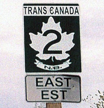 New Brunswick Trans-Canada Route 2 sign.