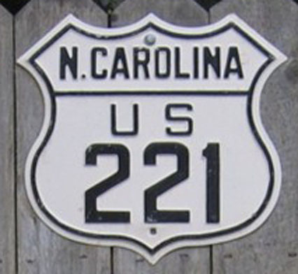 North Carolina U.S. Highway 221 sign.