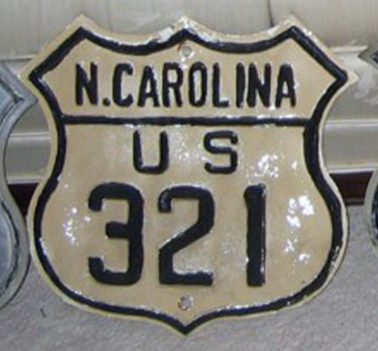 North Carolina U.S. Highway 321 sign.