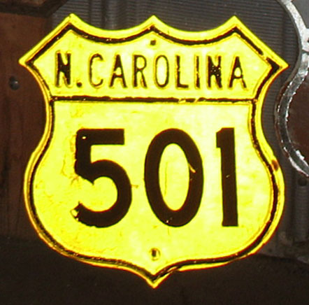 North Carolina U.S. Highway 501 sign.