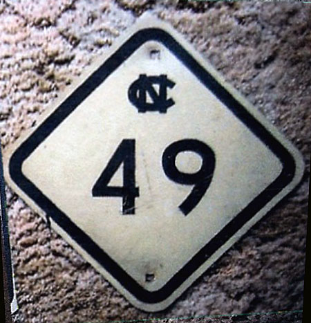 North Carolina State Highway 49 sign.