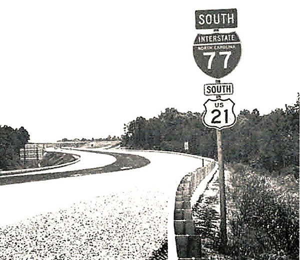 North Carolina - U.S. Highway 21 and Interstate 77 sign.