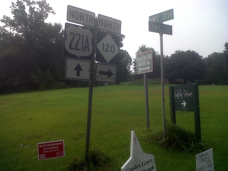 North Carolina - U.S. Highway 221A and State Highway 120 sign.