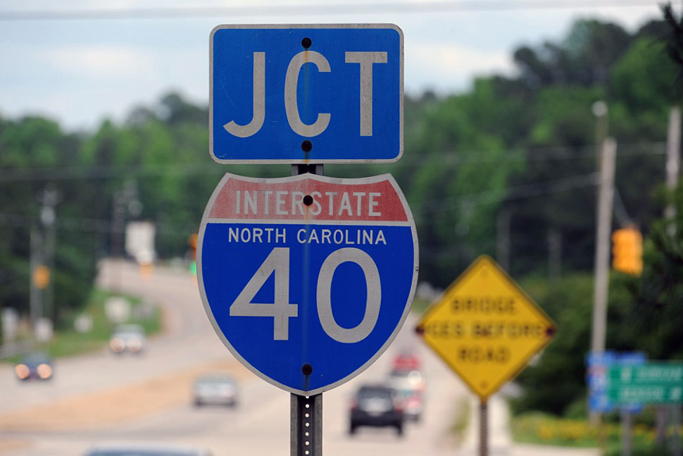 North Carolina Interstate 40 sign.