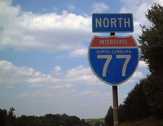 North Carolina Interstate 77 sign.