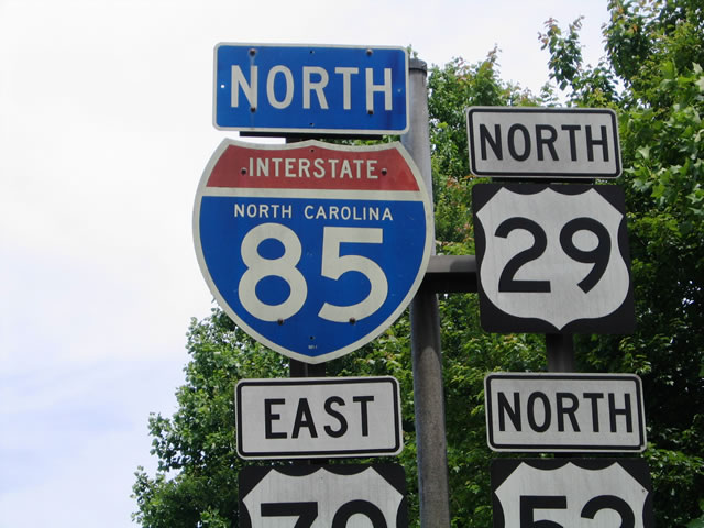 North Carolina - Interstate 85 and U.S. Highway 29 sign.