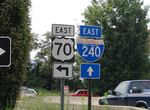 North Carolina - Interstate 240 and U.S. Highway 70 sign.