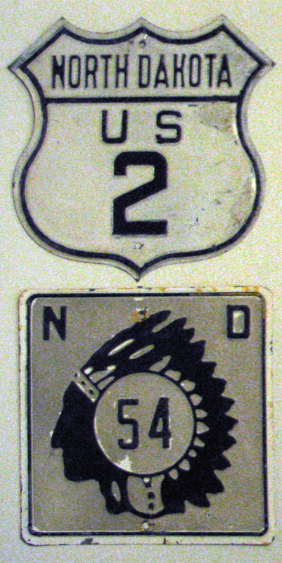 North Dakota - State Highway 54 and U.S. Highway 2 sign.