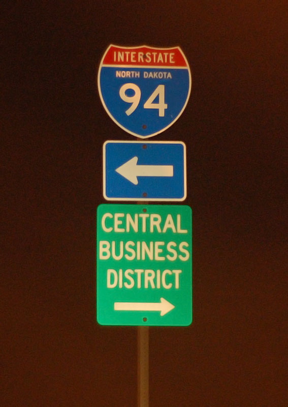 North Dakota Interstate 94 sign.