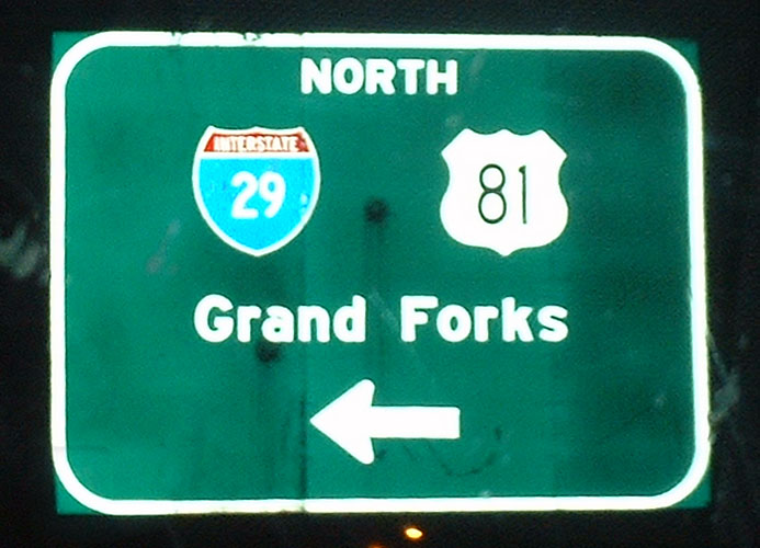 North Dakota - U.S. Highway 81 and Interstate 29 sign.