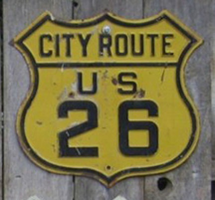 Nebraska city route U. S. highway 26 sign.