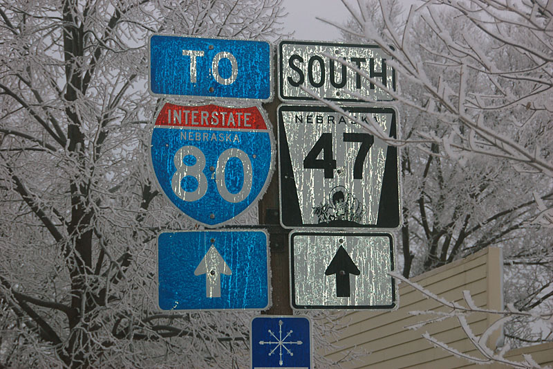 Nebraska - Interstate 80 and State Highway 47 sign.