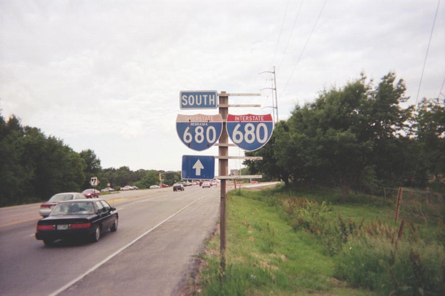 Nebraska Interstate 680 sign.