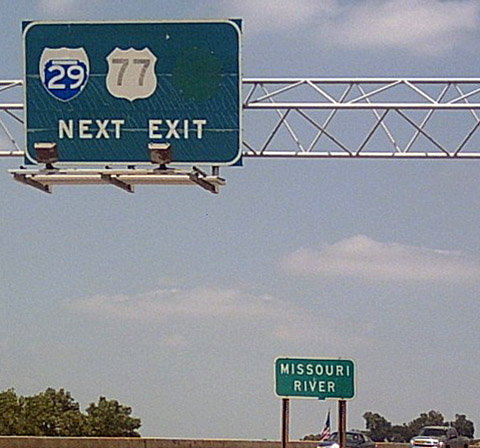Nebraska - U.S. Highway 77 and Interstate 29 sign.