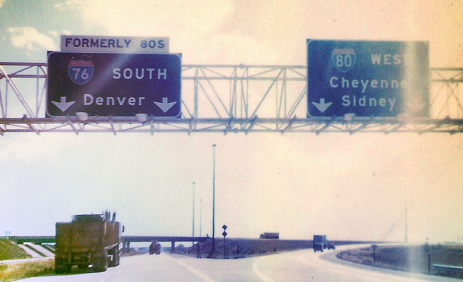 Nebraska - Interstate 80, interstate highway 80S, and Interstate 76 sign.