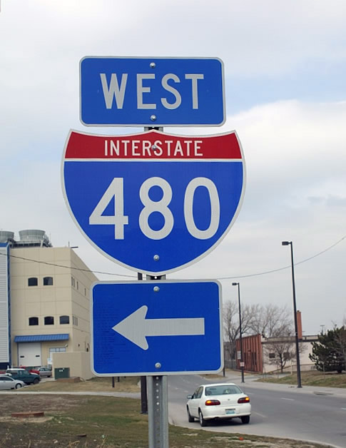 Nebraska Interstate 480 sign.