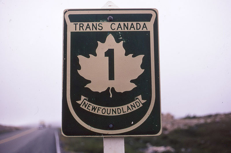 Newfoundland Trans-Canada Route 1 sign.