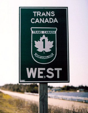 Newfoundland Trans-Canada Route 1 sign.