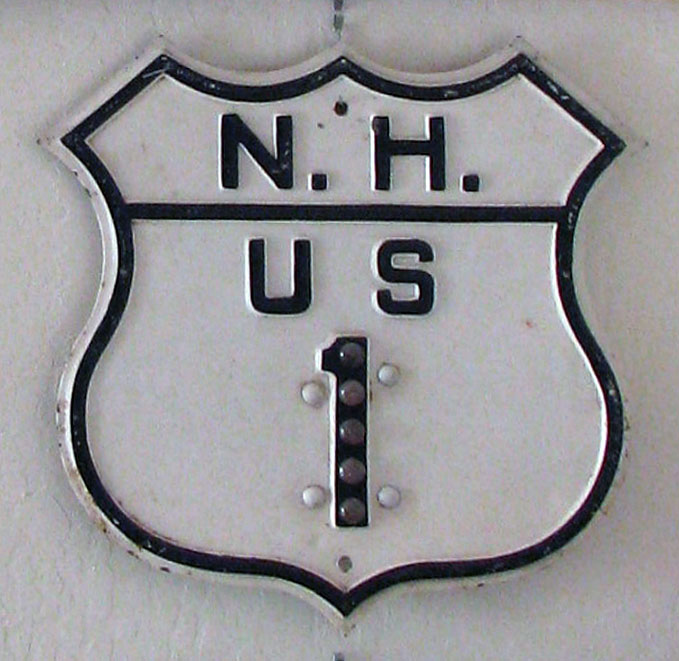 New Hampshire U.S. Highway 1 sign.