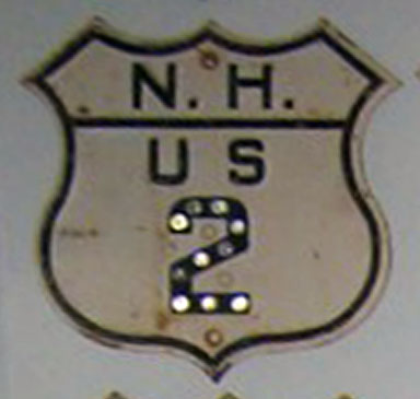 New Hampshire U.S. Highway 2 sign.