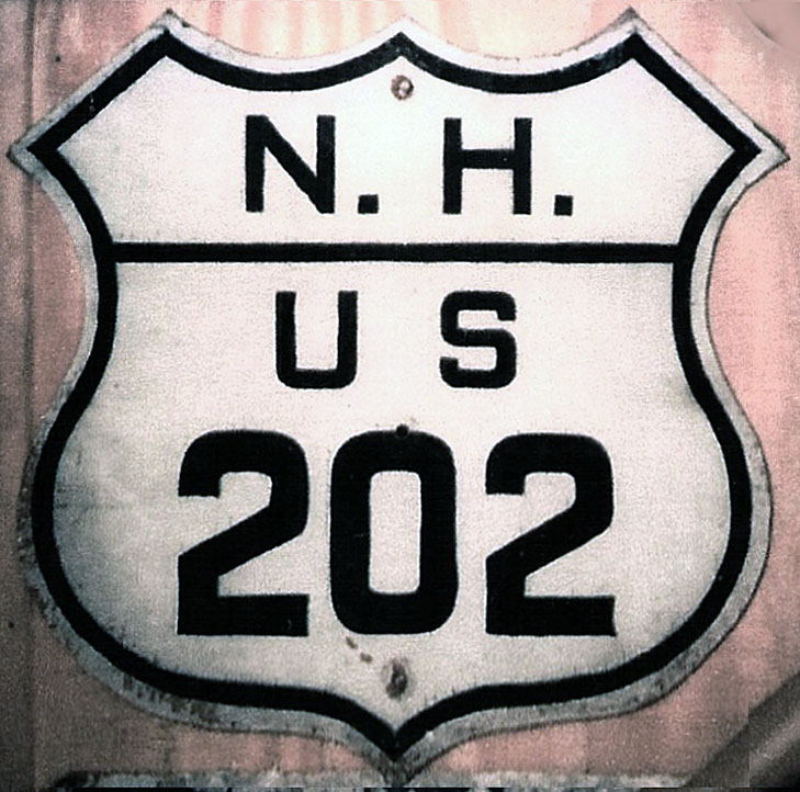 New Hampshire U.S. Highway 202 sign.