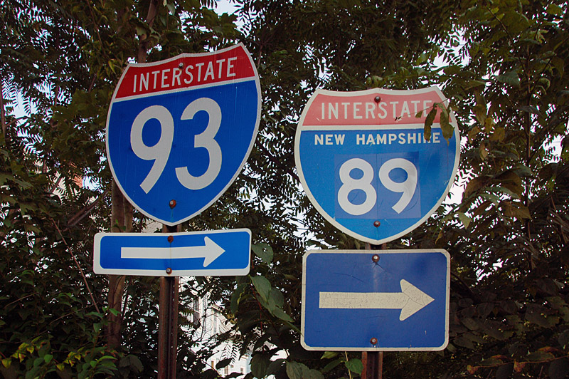 New Hampshire - Interstate 93 and Interstate 89 sign.