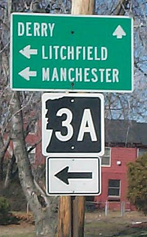New Hampshire state highway 3A sign.