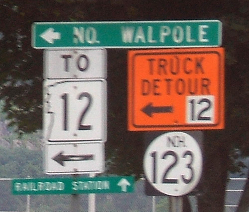 New Hampshire - State Highway 12 and State Highway 123 sign.