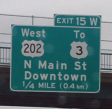 New Hampshire - U.S. Highway 202 and U.S. Highway 3 sign.