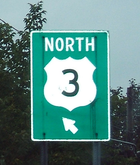 New Hampshire U.S. Highway 3 sign.