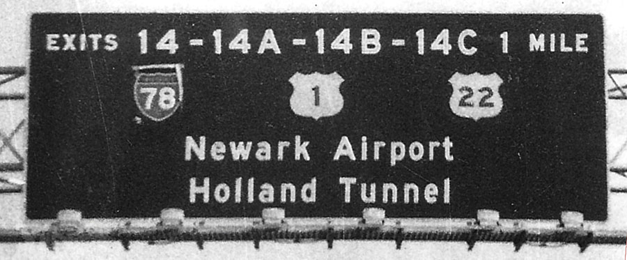New Jersey - U.S. Highway 22, U.S. Highway 1, and Interstate 78 sign.