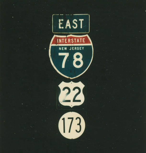 New Jersey - Interstate 78, State Highway 173, and U.S. Highway 22 sign.