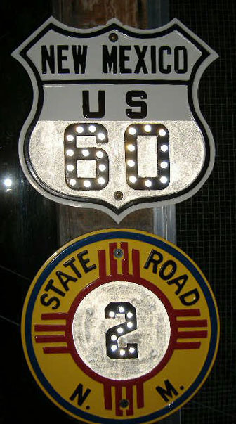 New Mexico - State Highway 2 and U.S. Highway 60 sign.