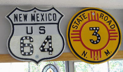 New Mexico - U.S. Highway 64 and State Highway 3 sign.