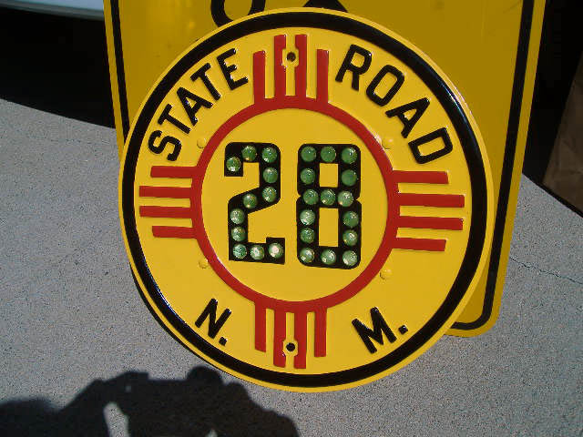 New Mexico State Highway 28 sign.