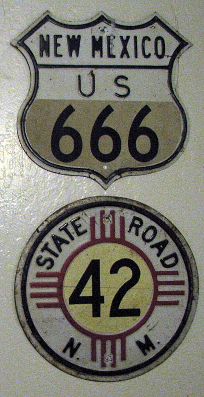 New Mexico - State Highway 42 and U.S. Highway 666 sign.