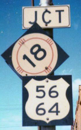New Mexico - State Highway 18 and U. S. highway 56 and 64 sign.