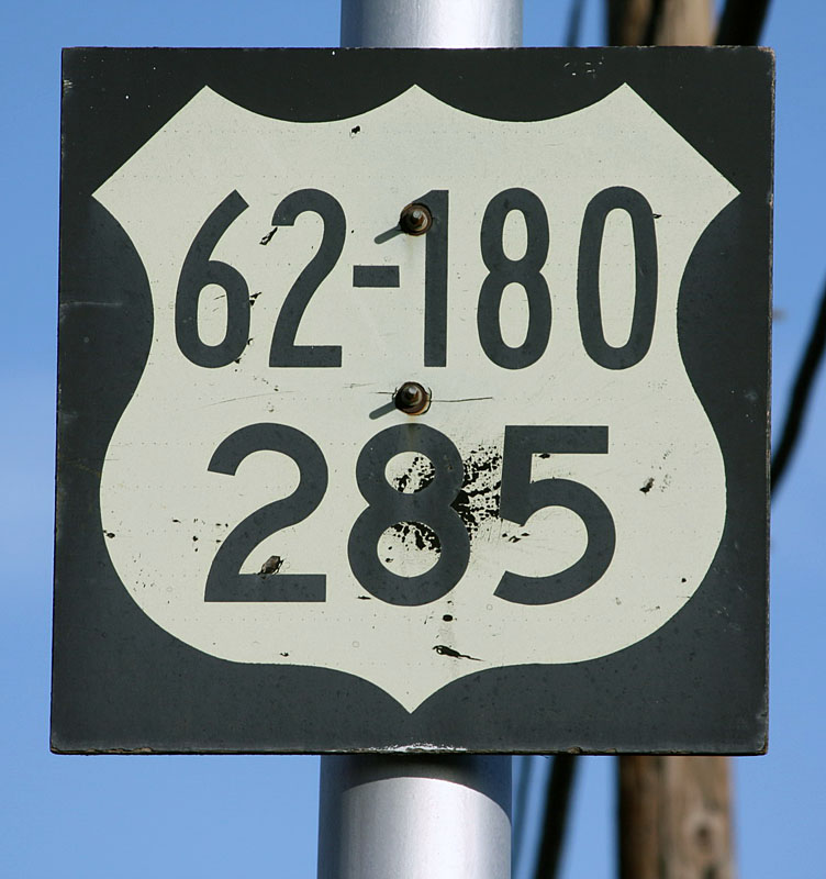 New Mexico U. S. highway 62, 180, and 285 sign.