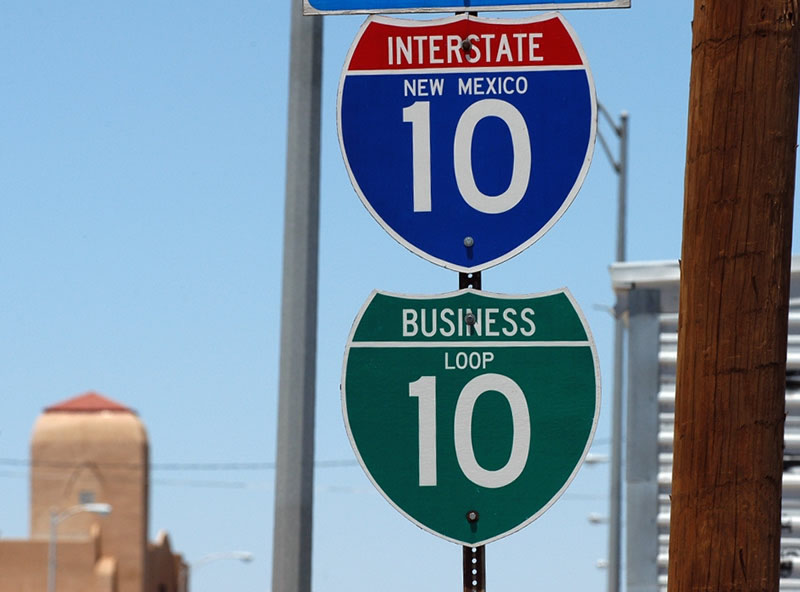 New Mexico - business loop 10 and Interstate 10 sign.