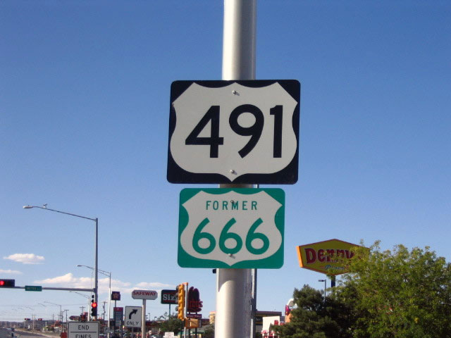 New Mexico - former U. S. highway 666 and U.S. Highway 491 sign.