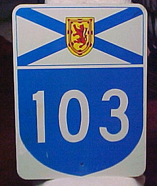 Nova Scotia provincial secondary route 103 sign.