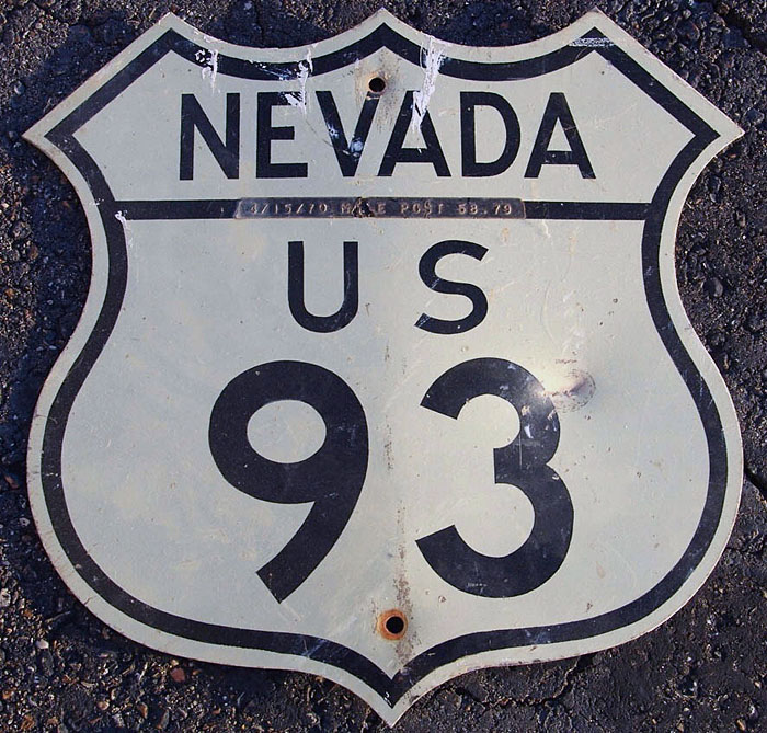 Nevada U.S. Highway 93 sign.