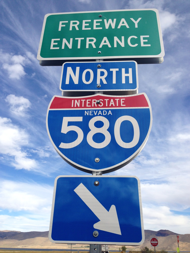 Nevada - interstate 580 and U.S. Highway 395 sign.